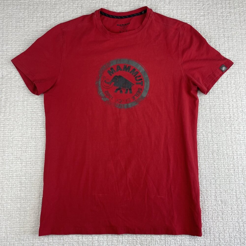 Mammut Core Circle Logo T-Shirt Mens S Red Spell Out 1862 Retro
